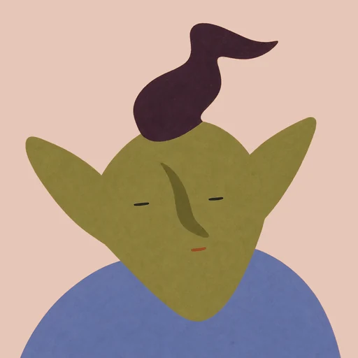 Basil, a painted character with a distinct curved face