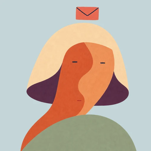 Nori, a painted figure with a small floating letter